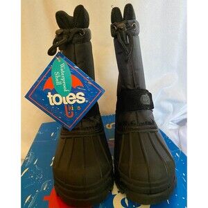 Totes Kids Youth Black Waterproof Shell Rain Snow Boots, Size 1M